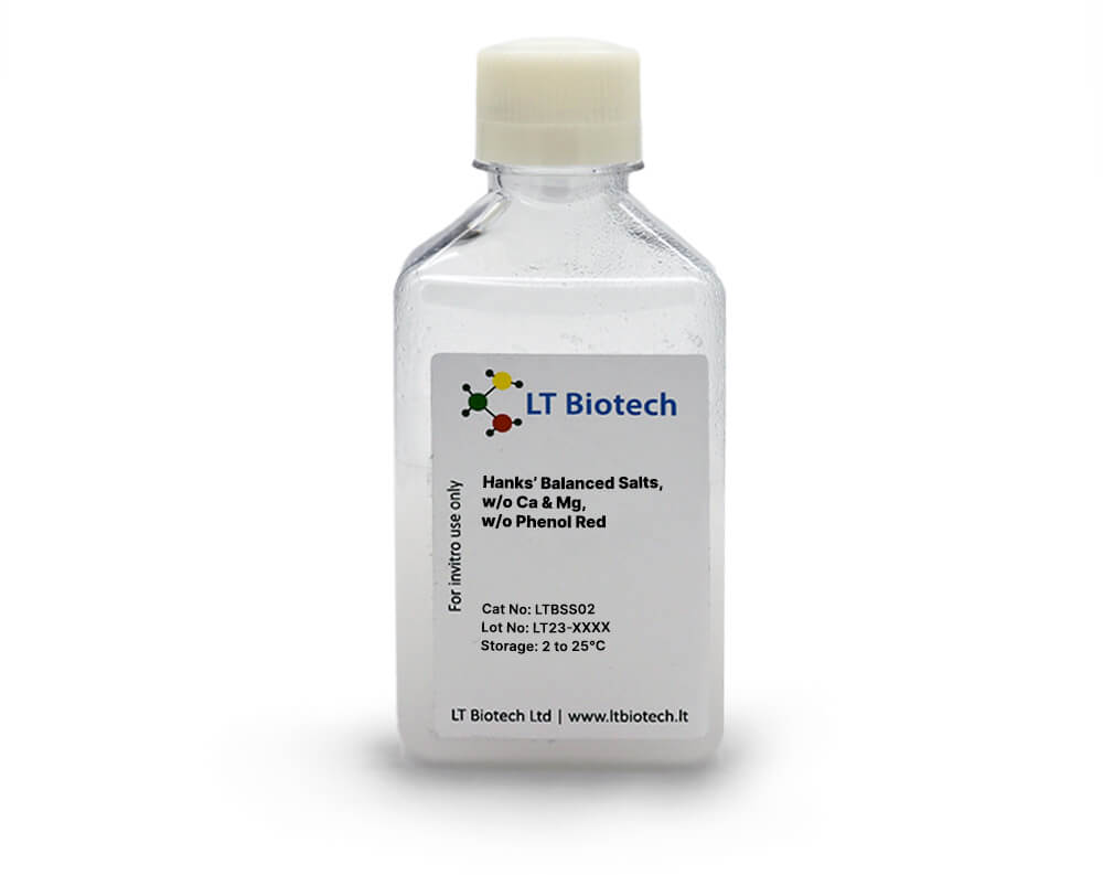 Hanks’ Balanced Salts, w/o Ca & Mg, w/o Phenol Red