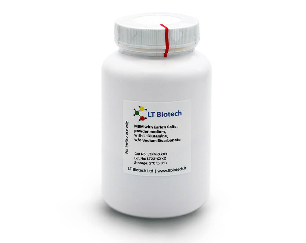 MEM with Earle’s Salts, powder medium, with L-Glutamine, w/o Sodium Bicarbonate