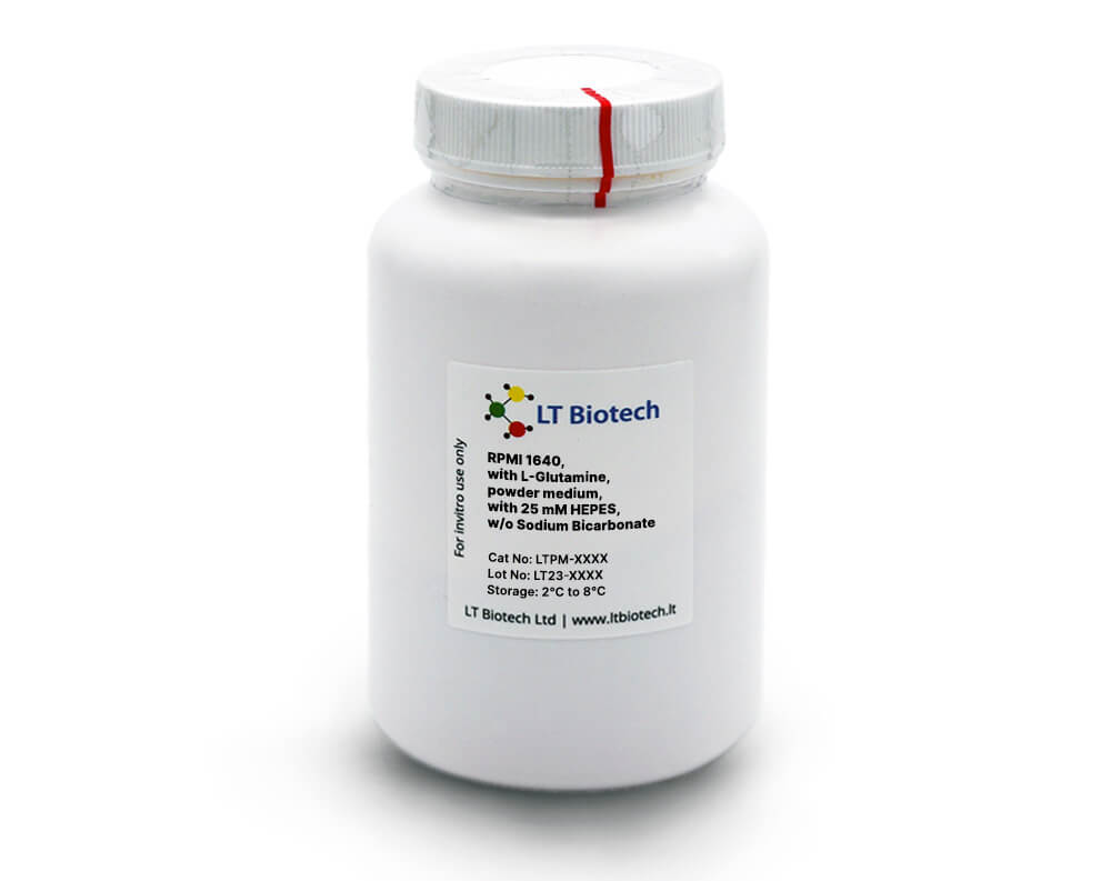 RPMI 1640, with L-Glutamine, powder medium, with 25 mM HEPES, w/o Sodium Bicarbonate